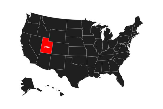 Utah State, USA, vector map isolated on United states map. Editable blank vector map of USA.