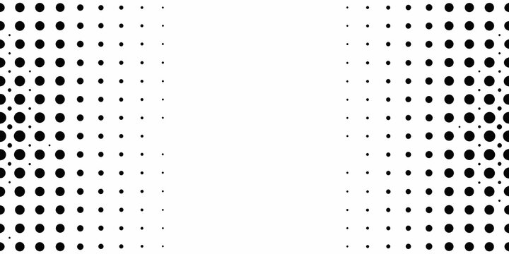 Black polka dot pattern on a white background halftone effect design