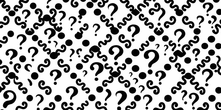 Question mark pattern a repeating black and white vector design