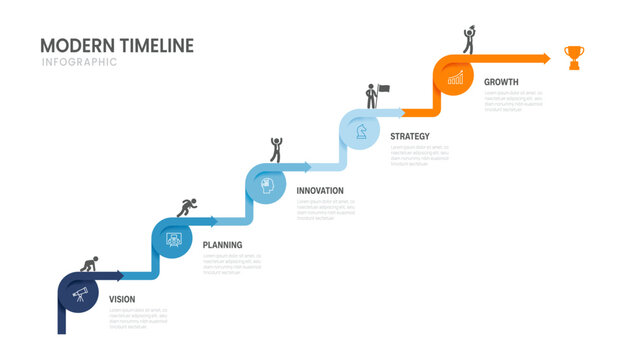 Business success staircase infographic presentation with icons and 5 steps, arrow timeline roadmap template for process, strategy, goal and corporate growth design.