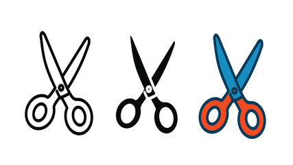 Fototapeta premium Set of colorful scissors icons in different styles