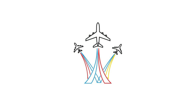 Airplane flying with colorful trails behind.