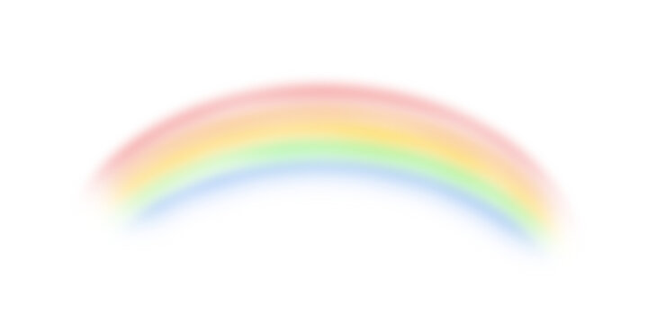 Soft pastel rainbow arc with dreamy blurred glow effect. Colorful atmospheric spectrum isolated on light background. Ideal for fantasy themes weather concepts children designs 
