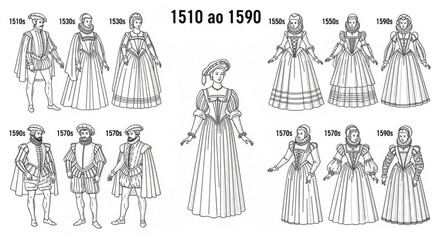 Obraz premium People wearing historical clothing 16th century.