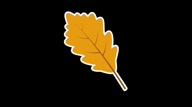 Seamless looping animation of a bouncing dry oak leaf for autumn and fall seasonal concepts. Flat style sticker design element isolated on transparent alpha channel background