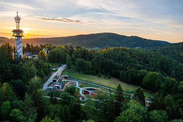 Góra parkowa wieża widokowa, wiosna, Małopolska, Sądeckie, EU © Maciej G. Szling