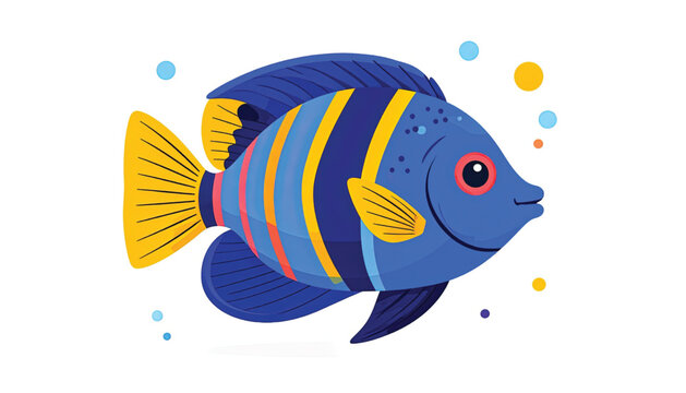 Colorful Blue Yellow Striped Fish.
