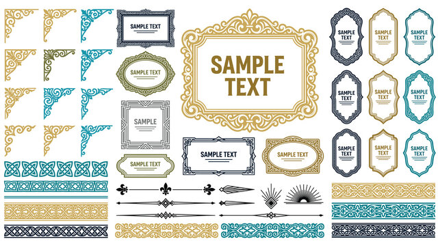 Luxurious collection of ornate frames and page borders.