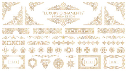 Luxury ornate vintage border elements and dividers. © Ojufa