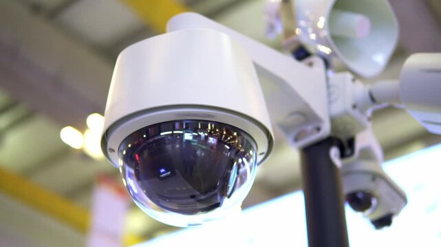 Robotic ptz dome camera monitoring broadcasting event