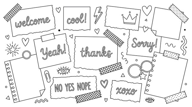 Scrapbook paper notes with handwritten messages.