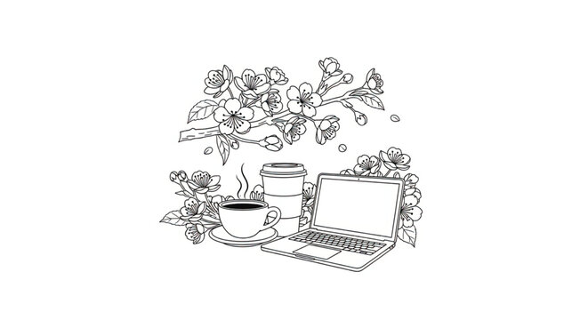 Laptop Computer With Coffee Cup.