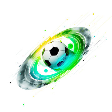 Dynamic football ball artwork with futuristic motion trails 