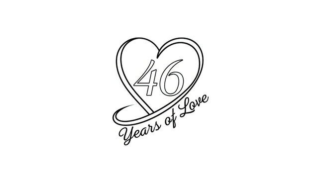 Heart with 46 years love text.
