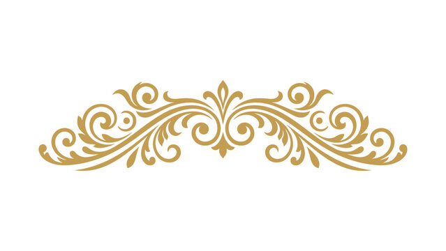 Ornate Gold Filigree Vector Brush Elegant Victorian Scroll Divider for Wedding Invitations and Arts