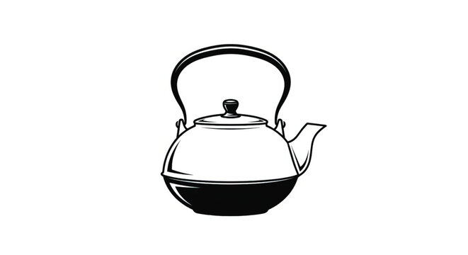 Black and white kettle drawing.