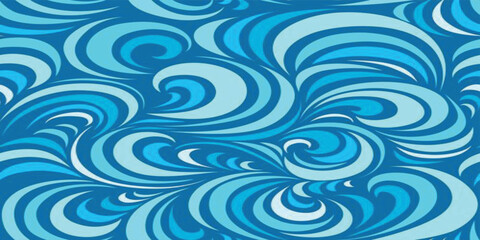 Abstract decorative background with elegant blue swirly curls motif © Fathul Bari