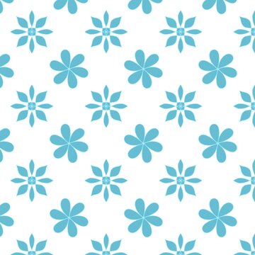 Minimal Blue Floral Seamless Pattern on White Background