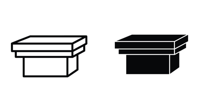 Black and white line art illustrations of two stacked boxes with different shading styles on white background