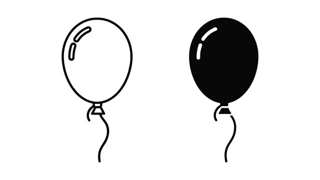 Black and white balloons on white background for party decoration ideas