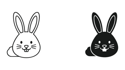 Obraz premium Two cute cartoon rabbits with long ears on white background