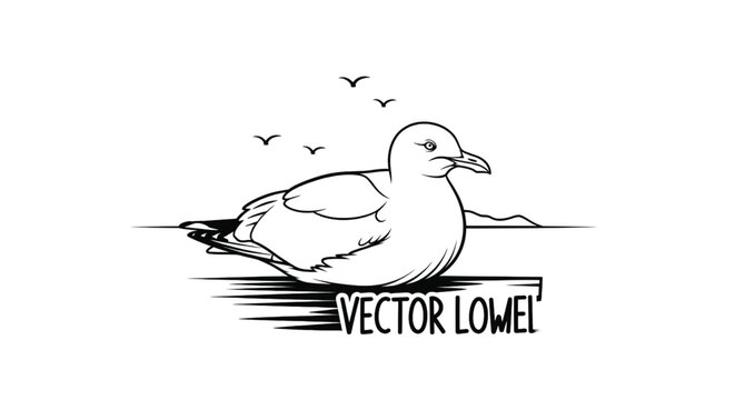 Seagull Bird Animal Vector Illustration.