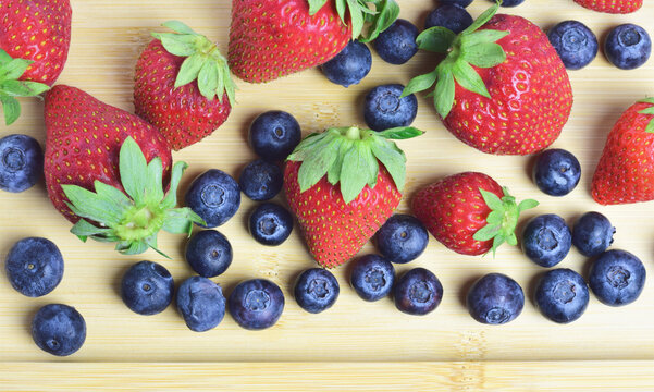 strawberry and blueberries, zenith view