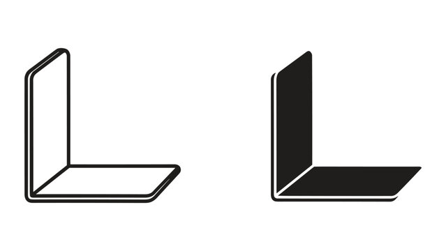 Vector illustration of two lshaped corner brackets in black and white