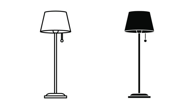 Vector illustration of two different floor lamps with shades on white background