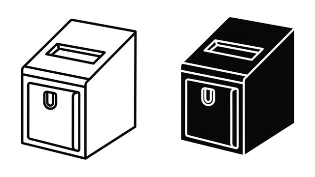 Vector illustration of two mailbox icons in black and white on isolated white background