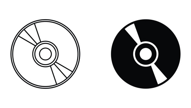 Black and white cd icons with different designs on a white background