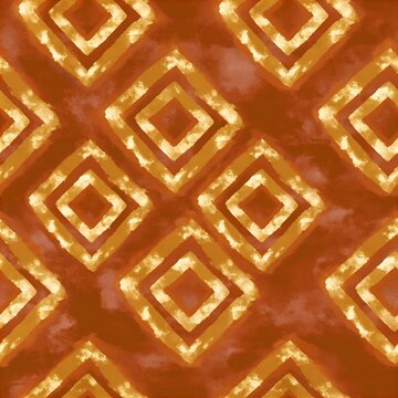 Geometric ethiopian gold wash seamless pattern on terracotta backgroun