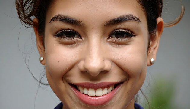 A young woman with a bright smile and dark hair pulled back