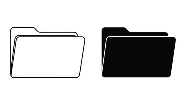 Two file folders in black and white on a plain white background for organization and storage concepts