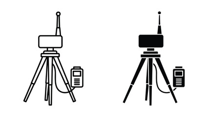 Vector illustration of two smartphone tripod stands with battery and antenna for mobile phone photography isolated on white background © SHAHRIYAR RASEL
