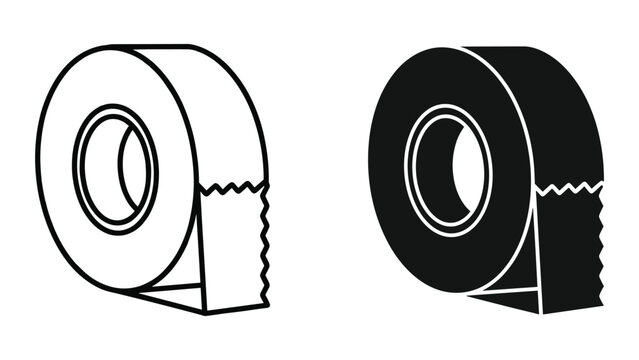 Vector illustration of black and white rolls of tape on white background