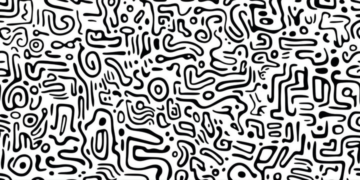 Abstract minimalist seamless background with hand drawn geometric maze lines