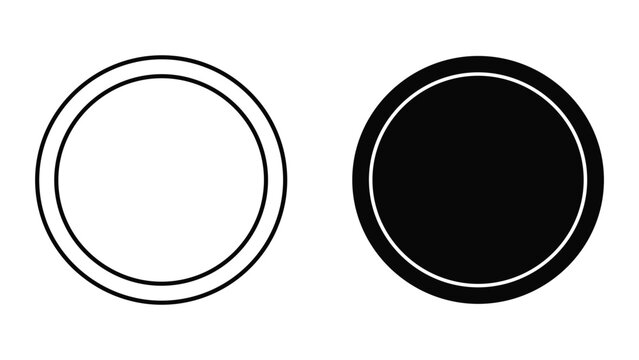 Two black circles with white and black fill on white background for design elements