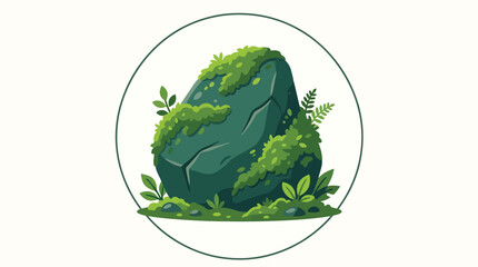 Large Mossy Green Rock Formation Nature. © Aldian