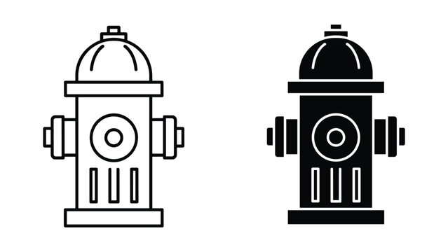 Vector illustration of a fire hydrant in black and white on isolated white background for design use