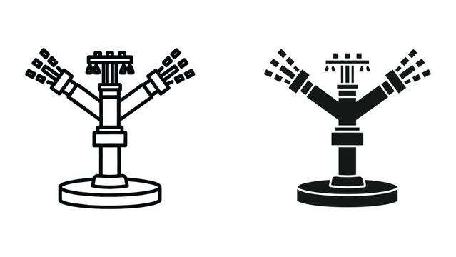 Black and white illustration of two hookah waterpipe icons in different styles on white background