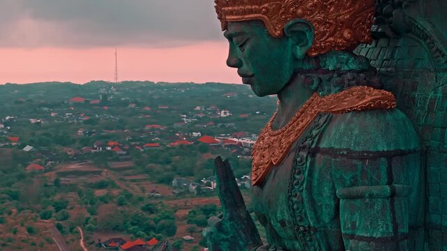Bali famous Landmark and popular travel destination Hindu God Garuda Wisnu Kencana 122-meter tall statue GWK Bali Indonesia 4K