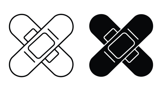 Two band aid icons in black and white on a white background