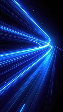 Abstract depiction of light trails in motion on a dark background.