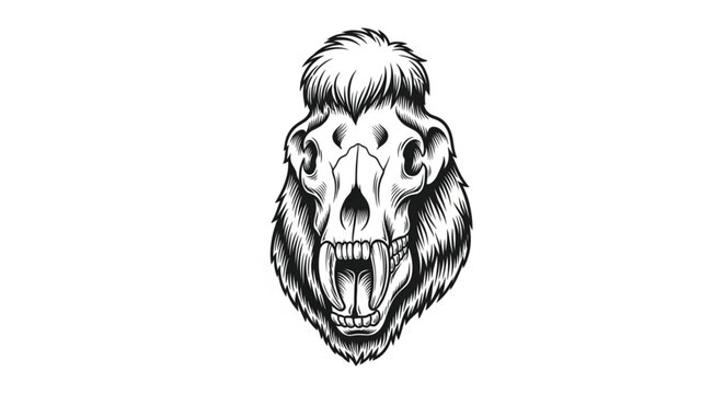 Gorilla Skull Illustration Closeup Portrait.