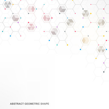 Graphic design element with abstract geometric background of simple hexagon pattern