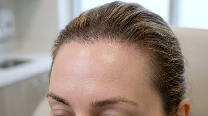 Fototapeta premium Close Up of Frontal Fibrosing Alopecia and Hairline Recession on Forehead
