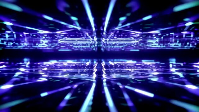 Futuristic Abstract Stripes Moving Smoothly on Dark Background, Sleek Digital Motion Graphics With Neon Style Lines, Modern Technology Feel and Cinematic Sci-Fi Visual Design