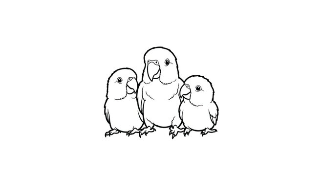 Three small birds standing together.