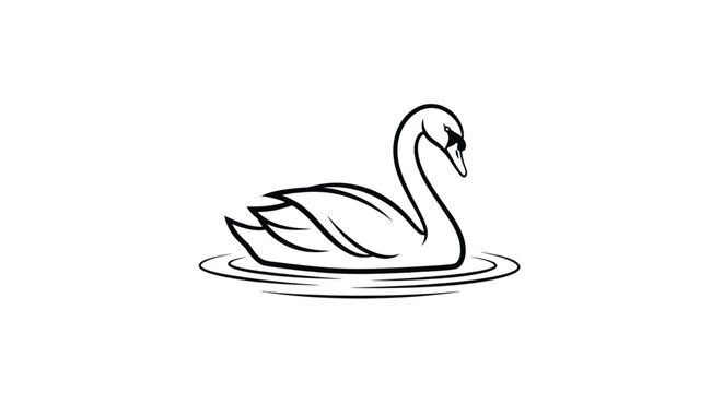 Swan floating on water surface calmly.